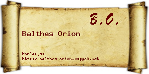 Balthes Orion névjegykártya